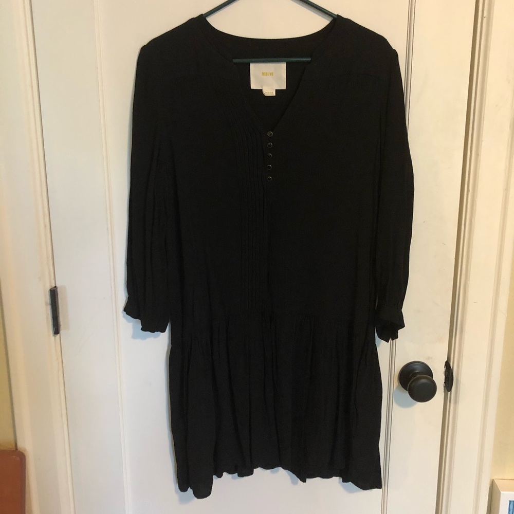 Maeve Anthropologie Drop Waist Black Dress